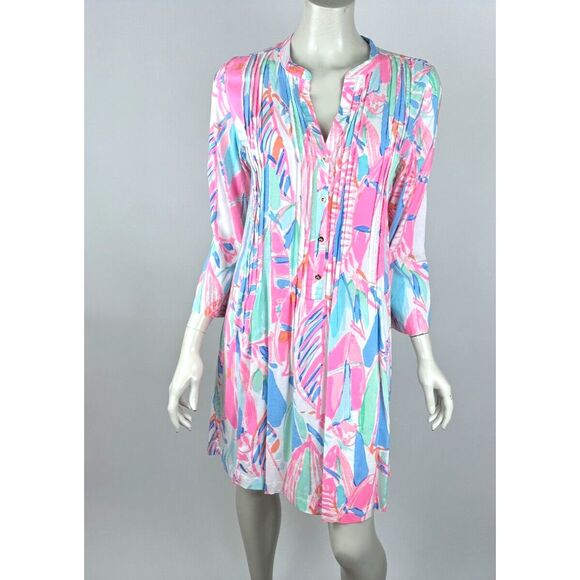 Lilly Pulitzer Dresses & Skirts - Lilly Pulitzer Sarasota Tunic Dress Women M EUC 3/4Sleeve V-neck Pink Out to Sea